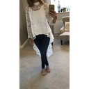 Lauren Lace Dip Hem Top - White