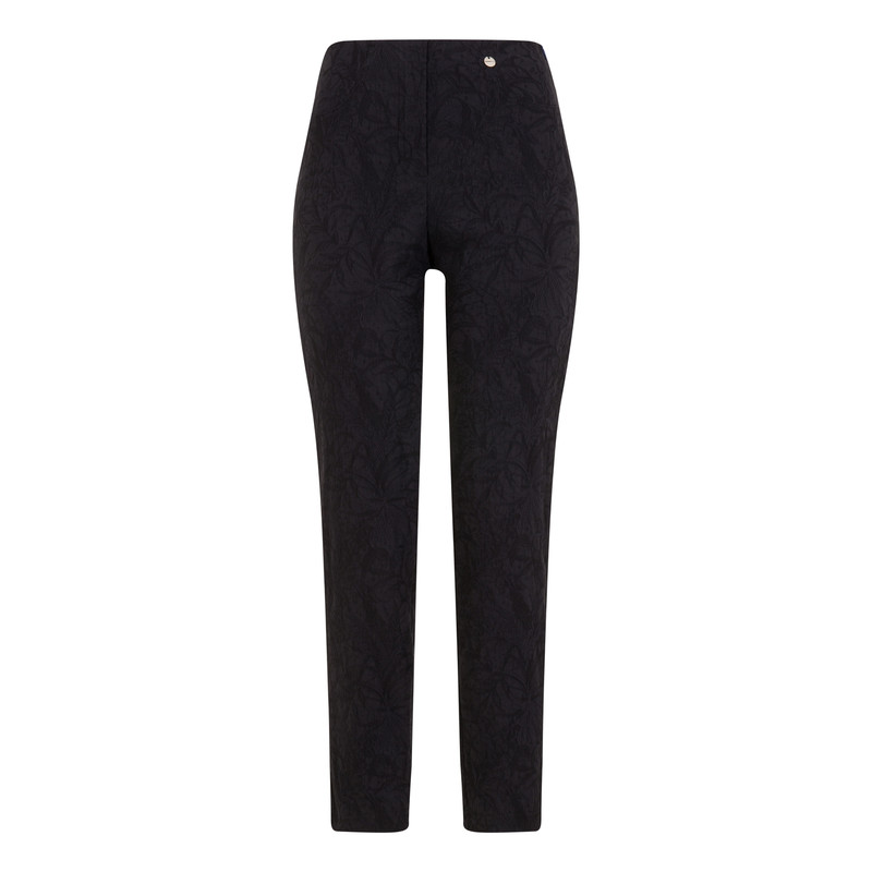 Robell Trousers Bella 09 Jacquard Trousers in Navy