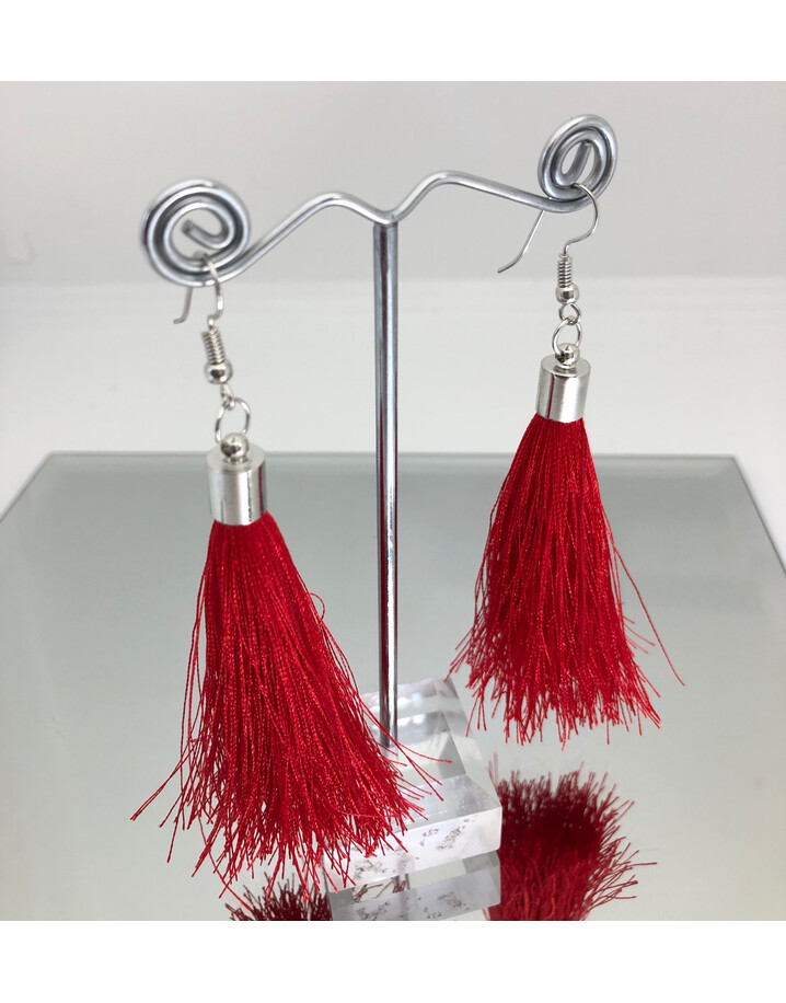 Lucy Cobb Jewellery Tassel Earrings - Red