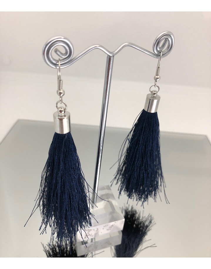 Lucy Cobb Jewellery Tassel Earrings - Navy