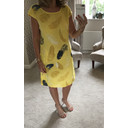 Printed Linen Dress - Yellow Feather