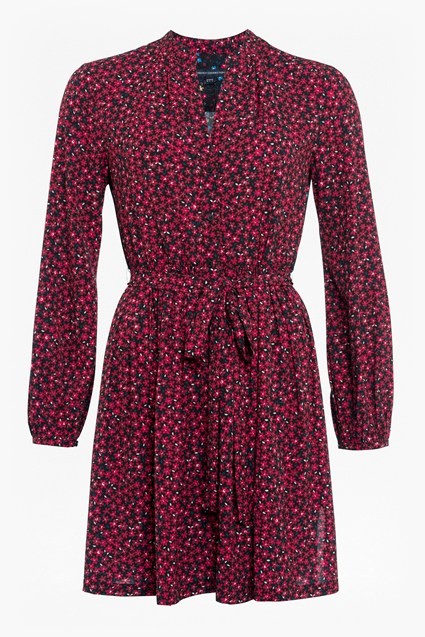 French Connection Aubine Fluid Short Shirt Dress in Raspberry