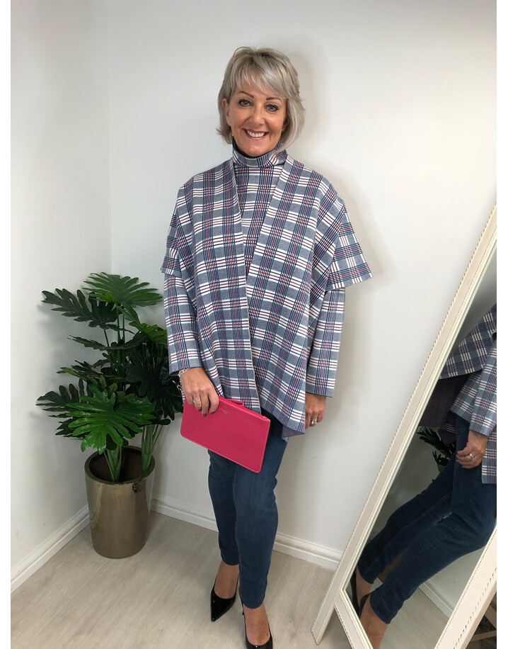 Alice Collins Holly Wrap  - Denim Check