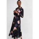 Eleonore Drape Midi Shirt Dress - Black Floral - Alternative 3