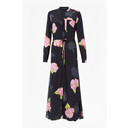 Eleonore Drape Midi Shirt Dress - Black Floral