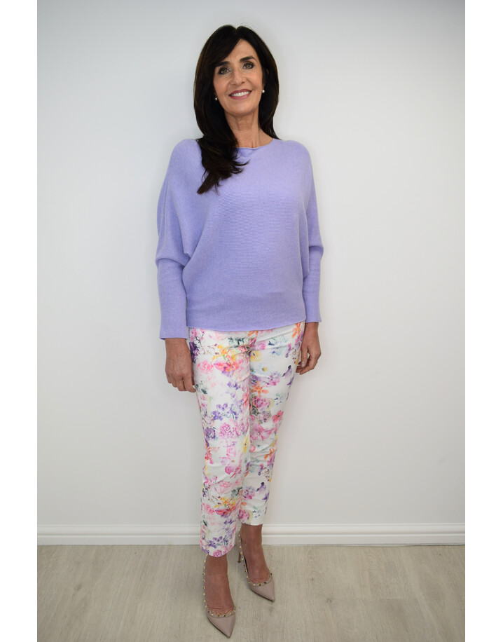 Robell Rose 09  Floral Print Trousers - White