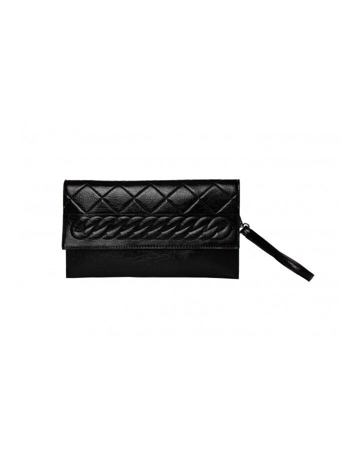 Malissa J Embossed Criss Cross Clutch - Black
