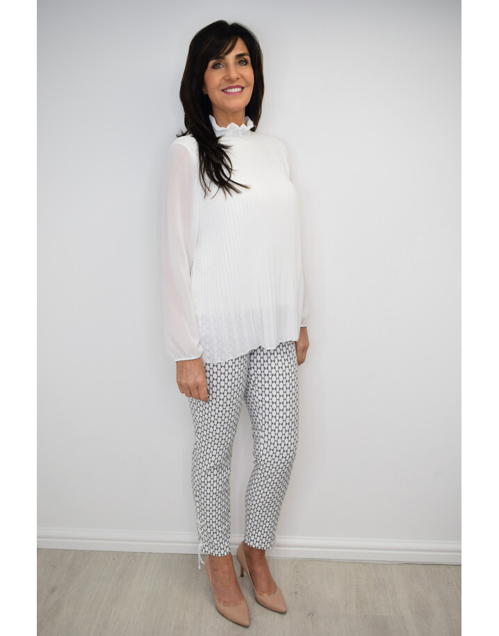 Robell Rose 09 Geo Print Trousers  - Taupe
