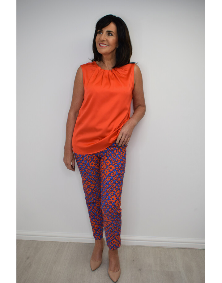 Robell Rose 09 Abstract Print Trousers - Orange
