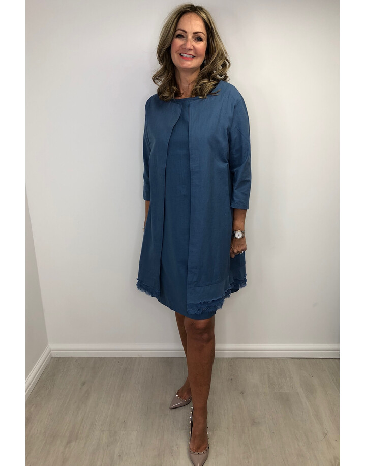 Alice Collins Sandra Longline Jacket - Dusky Indigo