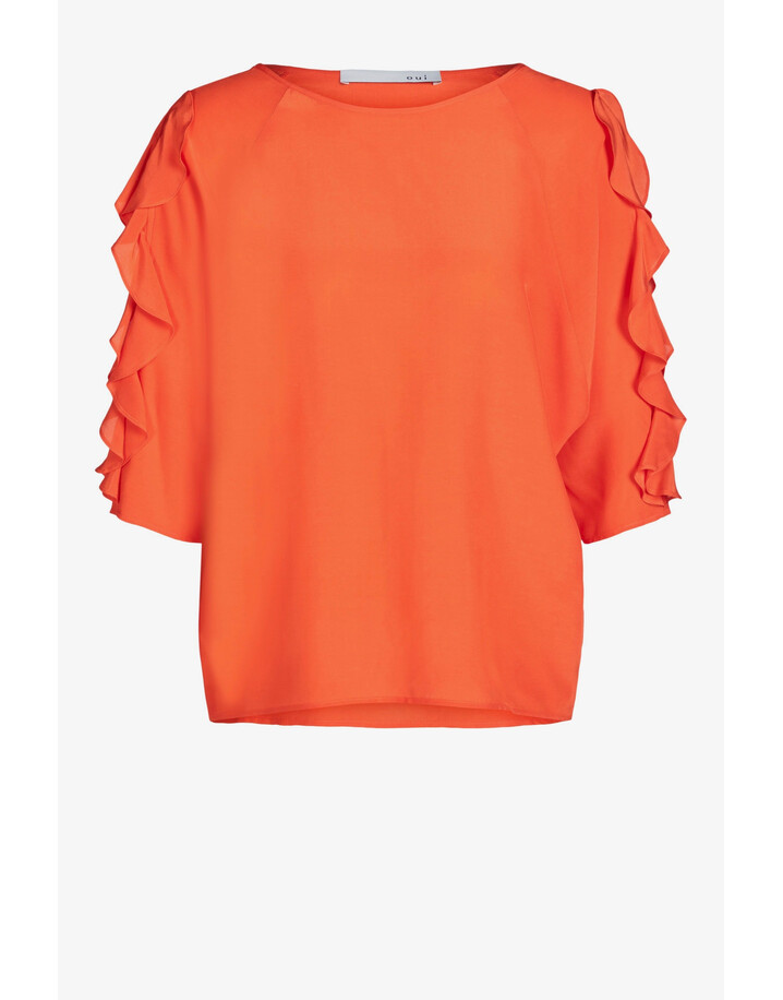 Oui Frill Arm Top - Orange
