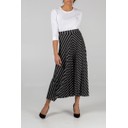 Stripe Pleated Culottes - Black