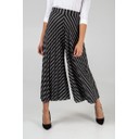 Stripe Pleated Culottes - Black - Alternative 1