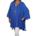 Jersey Chiffon Panel Top - Royal