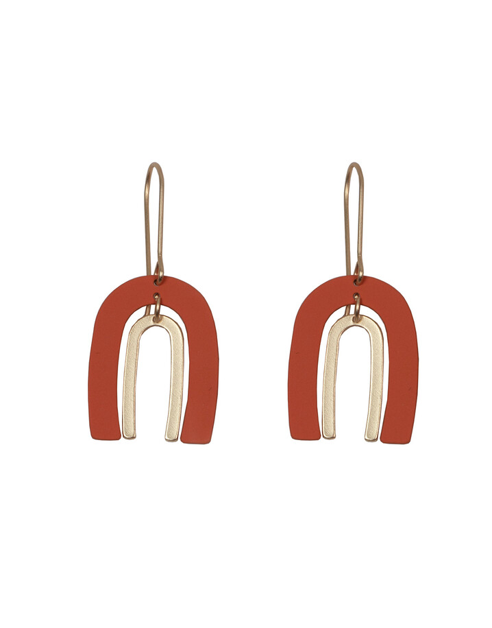 Lucy Cobb Jared Ark Two Tone Earrings - Coral
