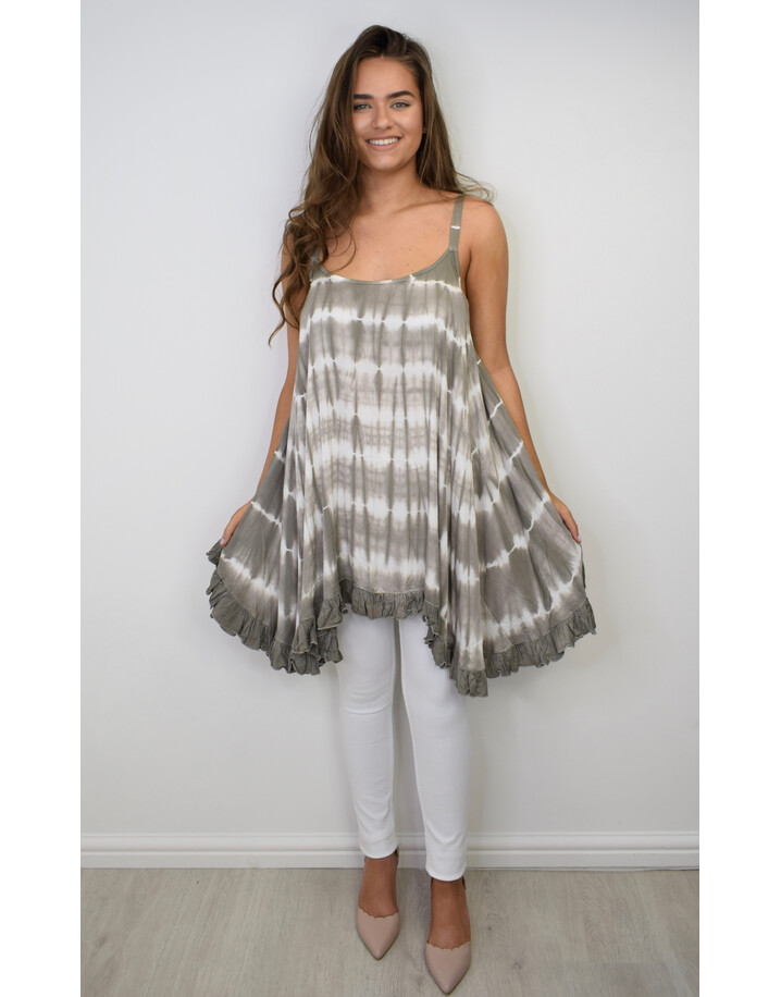 Malissa J Tie Dye Swing Top - Taupe
