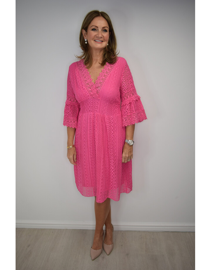Lucy Cobb Lilly Lace Dress - Fuchsia