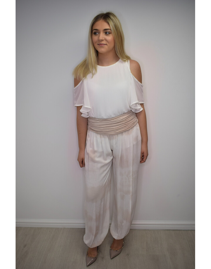 Lucy Cobb Hallie Harem Tie Dye Trousers  - Beige