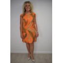 Printed Linen Dress - Orange Fern