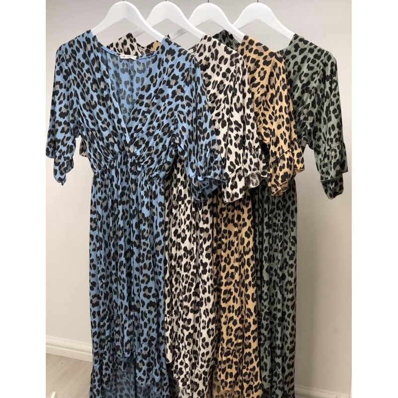 Leopard print dip hem dress clearance