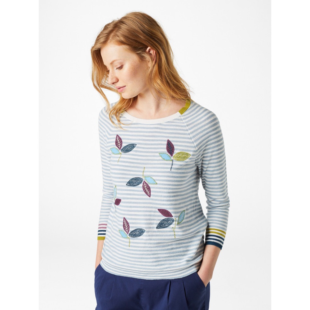 White Stuff Breeze Stripe Jumper in Blue