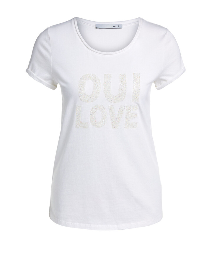Oui Glittery Oui T-shirt - Ivory