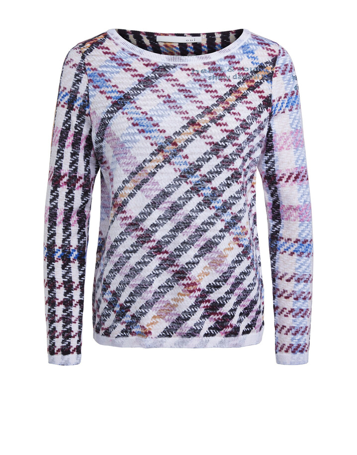 Oui Check Print Jumper - Multicoloured