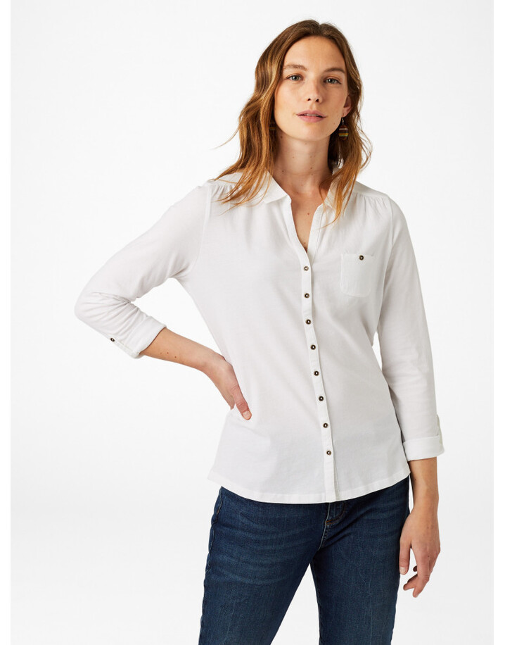 White Stuff Garden Path Jersey Shirt - White