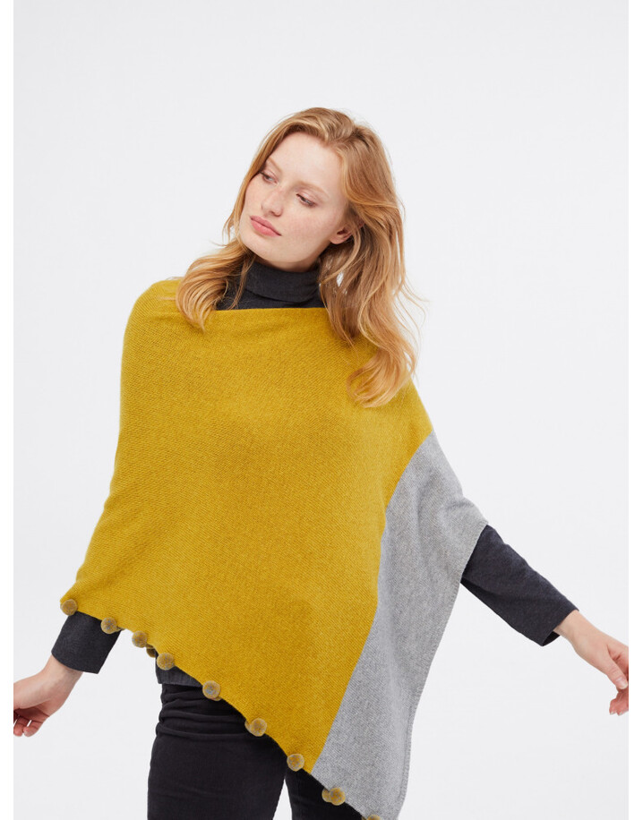 White Stuff Penelope Colour Block Poncho - Chartreuse