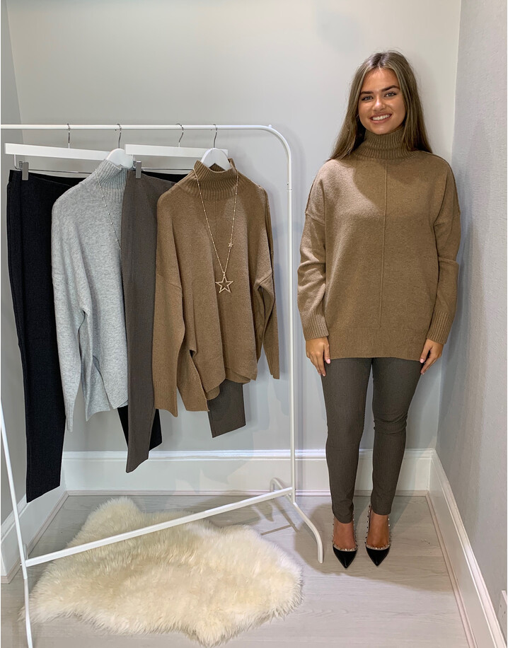 French Connection River Vhari High Neck Jumper - Camel