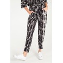 Abstract Print Paperbag Trousers  - Black & White