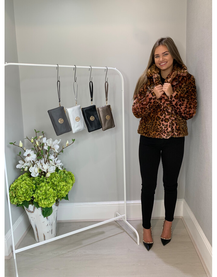 French Connection Analia Faux Fur Oversized Jacket - Leopard Print
