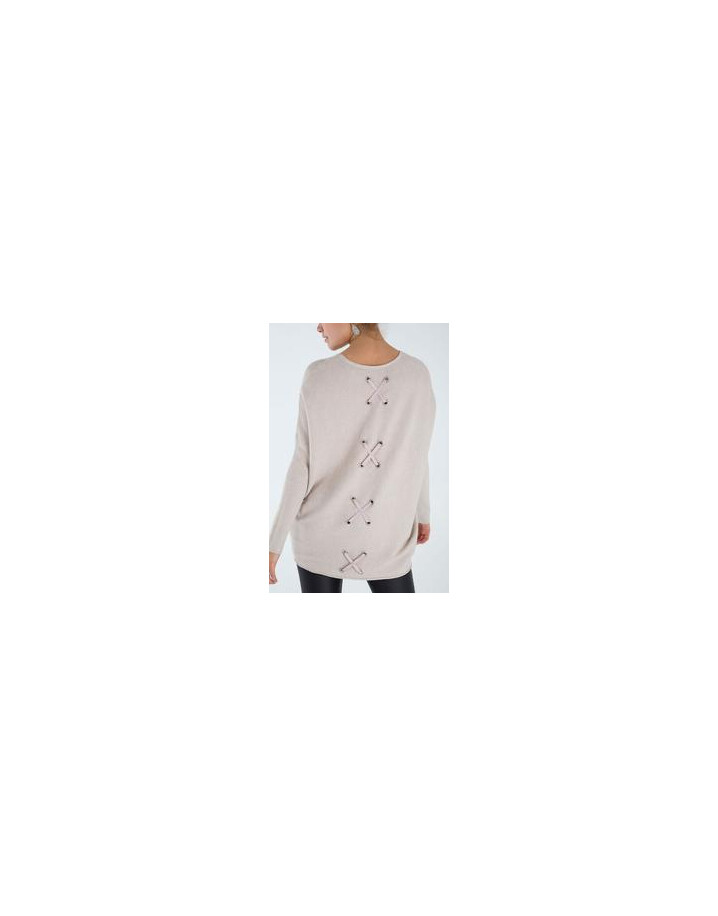 Lucy Cobb Criss-Cross Back Jumper - Stone