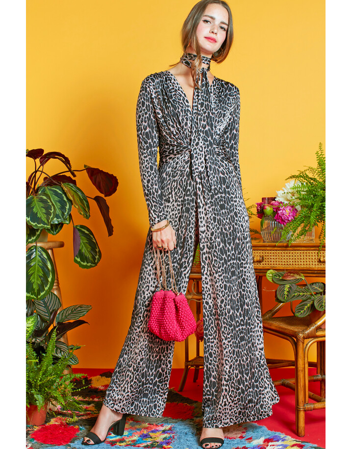 Onjenu Leia Long Sleeve Jumpsuit - Leo Grey