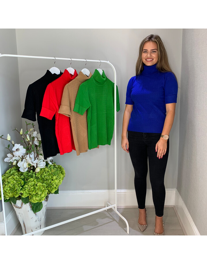 Lucy Cobb Carla Cable Knit Polo - Royal