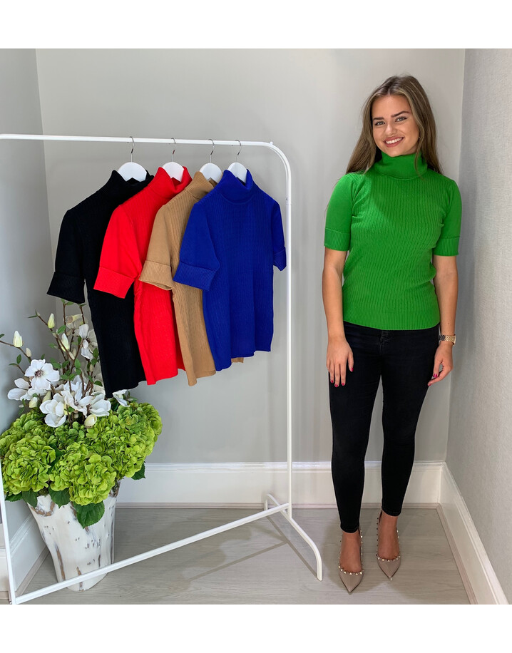 Lucy Cobb Carla Cable Knit Polo - Apple Green