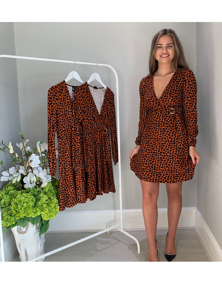 Lucy Cobb Buckle Front Wrap Dress - Rust