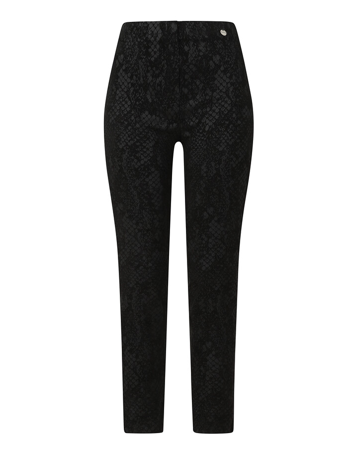 Robell Rose Snake in Suede Trousers  - Black