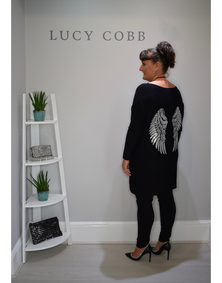 Lucy Cobb Oversized Angel Wing Back Jumper - Black