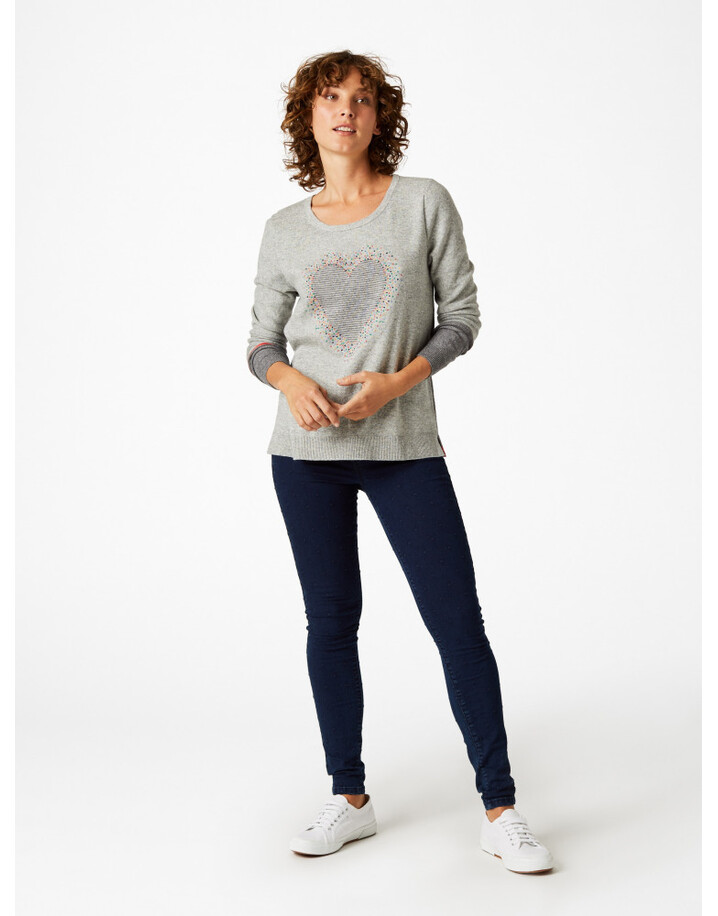 White Stuff Confetti Heart Jumper - Grey