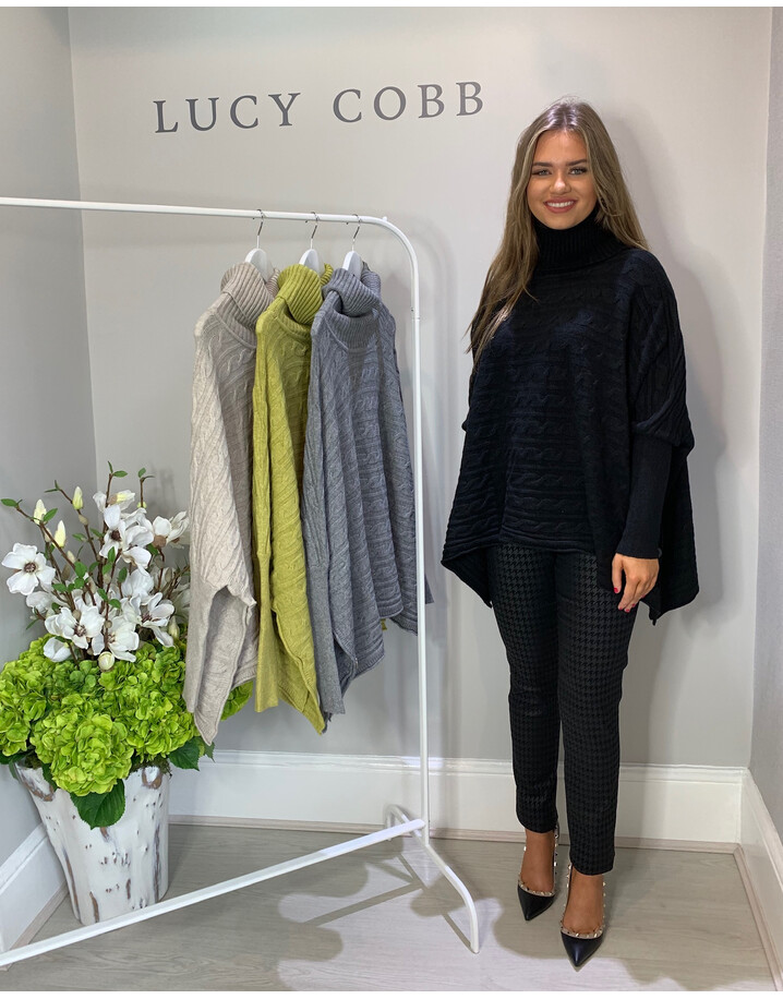 Lucy Cobb Cable Knit Roll Neck - Black