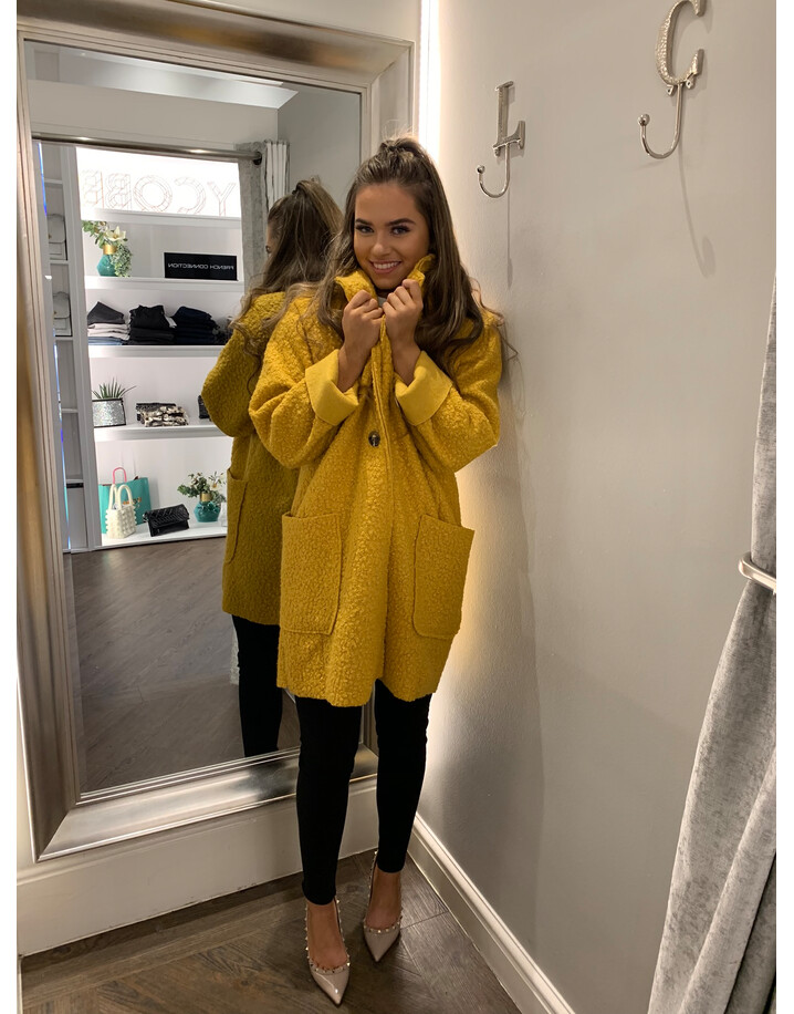 Lucy Cobb Jess Boucle Coat - Yellow