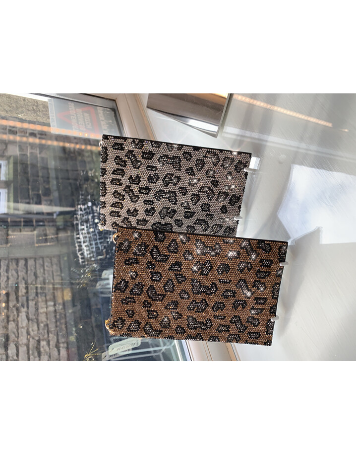 Malissa J Mobile Phone Bling Bag - Silver Animal Print