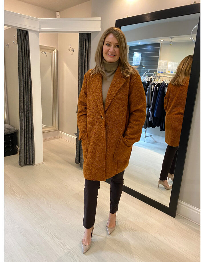 Lucy Cobb Jess Boucle Coat - Rust