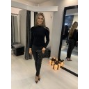 Poppy Puff Sleeve Sparkle Top - Black