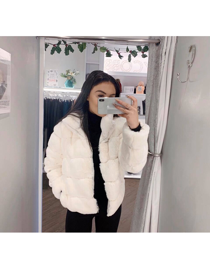 Lucy Cobb Fion Faux Fur Jacket - Cream