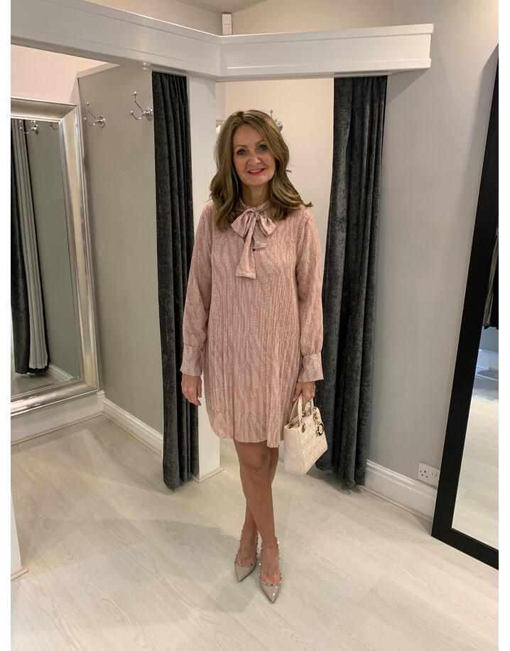 Lucy Cobb Betsy Bow Neck Dress  - Baby Pink Star