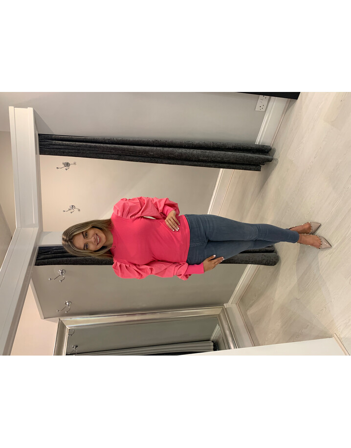 Lucy Cobb Phoebe Puff Sleeve Jumper  - Fuchsia