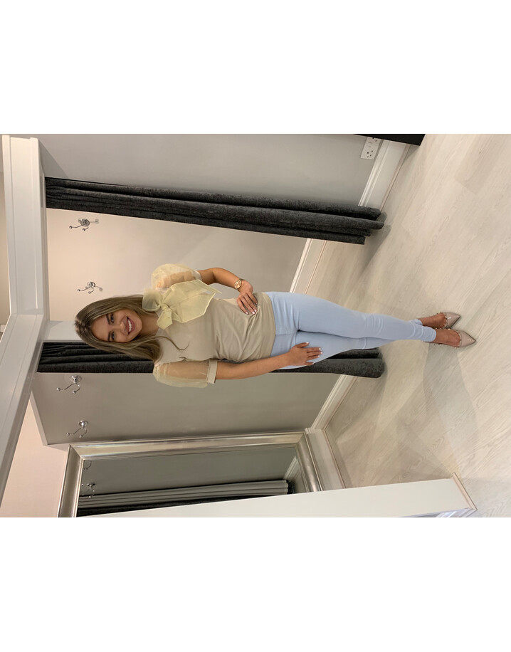 Lucy Cobb Organza Pussy Bow Tee - Taupe