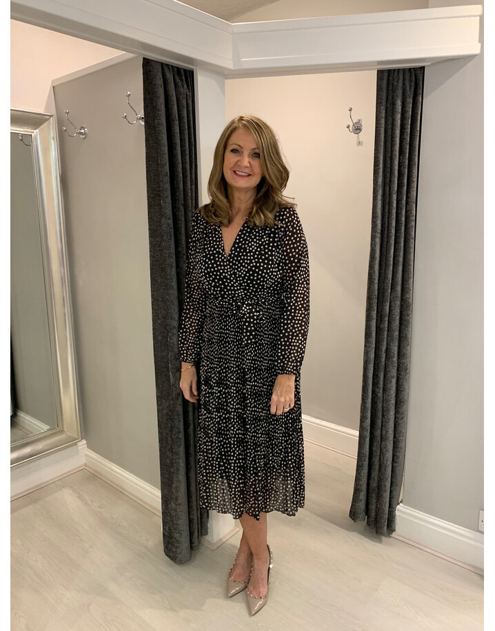 Lucy Cobb Minnie Midi Dress  - Black Polka Dot